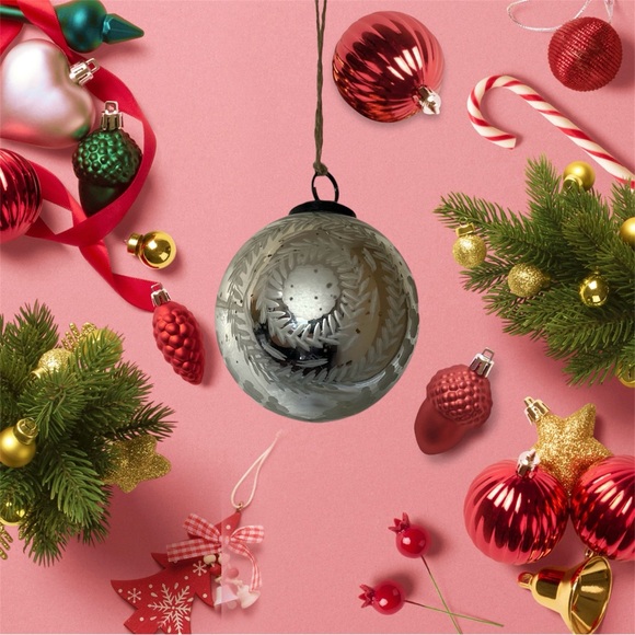 Pottery Barn Etched Mercury Glass Ball Ornament - Picture 2 of 4